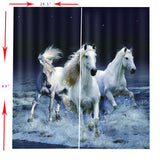 Max 2 Panel Set Digital Printing Curtains 3D Animals Three Horses-75x166cm