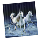 Max 2 Panel Set Digital Printing Curtains 3D Animals Three Horses-85x200cm