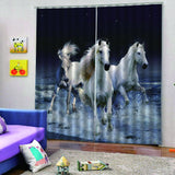 Max 2 Panel Set Digital Printing Curtains 3D Animals Three Horses-85x200cm