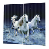 Max 2 Panel Set Digital Printing Curtains 3D Animals Three Horses-85x200cm