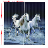 Max 2 Panel Set Digital Printing Curtains 3D Animals Three Horses-85x200cm