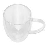 Office Insulated Coffee Mug Double Walled Clear Glass Cups with Handle 350ml