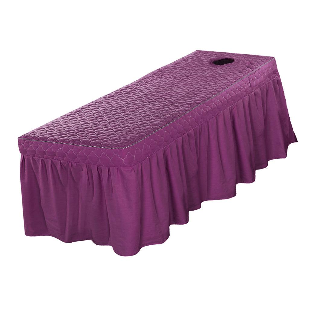 Max Massage Cosmetic Table Valance Sheet  Cover with Hole 75x31inch  Purple