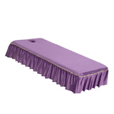 Reusable SPA Massage Bed Sheet Cover with Face Breath Hole Light Purple with Gold Edge