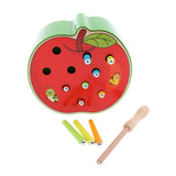Max Wooden Magnet Fruit Bug Catching Game Toy Kids Montessori Toy Apple