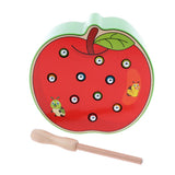 Max Wooden Magnet Fruit Bug Catching Game Toy Kids Montessori Toy Apple