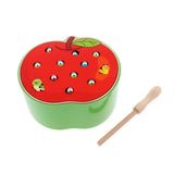 Max Wooden Magnet Fruit Bug Catching Game Toy Kids Montessori Toy Apple