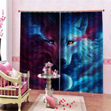 Max Wolf Printed 3D Blackout Curtains Thermal Insulated  -2 Panel Set 140x100cm