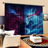 Max Wolf Printed 3D Blackout Curtains Thermal Insulated  -2 Panel Set 140x100cm