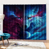 Max Wolf Printed 3D Blackout Curtains Thermal Insulated  -2 Panel Set 140x100cm