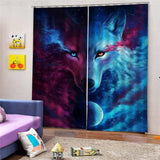 Max Wolf Printed 3D Blackout Curtains Thermal Insulated  -2 Panel Set 140x100cm