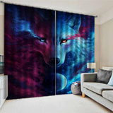 Max Wolf Printed 3D Blackout Curtains Thermal Insulated  -2 Panel Set 140x100cm