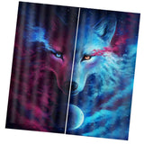 Max Wolf Printed 3D Blackout Curtains Thermal Insulated  -2 Panel Set 140x100cm