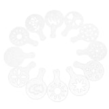 Max 12pcs Coffee Barista Stencils Template Strew Flowers Duster Spray Symbol
