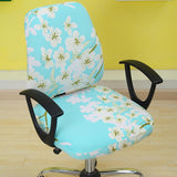 Stretch Spandex Slipcover Office Computer Chair Cover Sky Blue-Peach Blossom