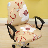 Stretch Spandex Slipcover Office Computer Chair Cover Beige-Floral