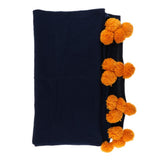 Max Knitting Cotton Throws Blankets with Ball Solid Color Blue - Aladdin Shoppers