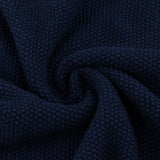 Max Knitting Cotton Throws Blankets with Ball Solid Color Blue - Aladdin Shoppers