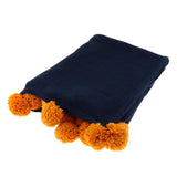 Max Knitting Cotton Throws Blankets with Ball Solid Color Blue - Aladdin Shoppers