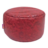 Max Brown Round Ottoman Pouf Cover Footstool Slipcover Red