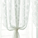 Max White Lace Sheer Curtain Rod Pocket Drape for Bedroom Living Room 140x180cm