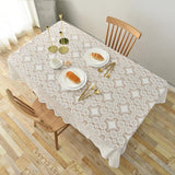 Max White Lace Gauze Tablecloth Dining Table Cloth Cover for Parties 143x220cm