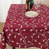 Max Embroidery Cotton Tablecloth Dining Table Cloth Cover Wine Red 140x140cm