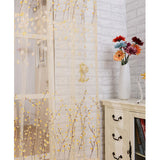 Max 1 Panel Plum blossom Embroidered Voile Blockout Curtains  Yellow_100x270cm