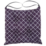 Max Square Cotton Dining Chair Seat Cushion Pad with Ties Grid Purple-35cm