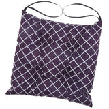 Max Square Cotton Dining Chair Seat Cushion Pad with Ties Grid Purple-35cm