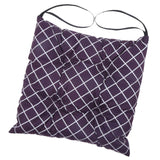 Max Square Cotton Dining Chair Seat Cushion Pad with Ties Grid Purple-35cm