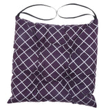 Max Square Cotton Dining Chair Seat Cushion Pad with Ties Grid Purple-35cm