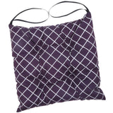 Max Square Cotton Dining Chair Seat Cushion Pad with Ties Grid Purple-35cm
