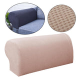 1 Pair Sofa Armrest Covers Non Slip Stretch Arm Furniture Protector Beige