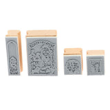 Maxbell Vintage Wood Fine Art Stamps Creative Stationery in Tin Box  Style_6