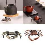 Max Chinese Bronze Tea Pet LifeLike Crawl Crab Tea Ceremony Decor Green Crab