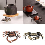 Max Chinese Bronze Tea Pet LifeLike Crawl Crab Tea Ceremony Decor Green Crab