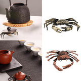 Max Chinese Bronze Tea Pet LifeLike Crawl Crab Tea Ceremony Decor Green Crab