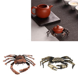 Max Chinese Bronze Tea Pet LifeLike Crawl Crab Tea Ceremony Decor Green Crab