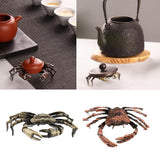 Max Chinese Bronze Tea Pet LifeLike Crawl Crab Tea Ceremony Decor Green Crab