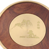 Max Wooden Tea Mat Copper Wrapped Edging Scenery Pattern Table Protector Style-2