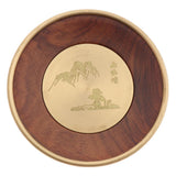 Max Wooden Tea Mat Copper Wrapped Edging Scenery Pattern Table Protector Style-2