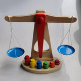 Max Montessori Wooden Balance Beam Scale Toy Balance Game Toy for Toddler Kids