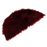 Max Half Round Artificial Wool Sheepskin Floor Mat Fluffy Floor Mat Wine Red
