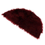 Max Half Round Artificial Wool Sheepskin Floor Mat Fluffy Floor Mat Wine Red