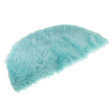 Max Half Round Artificial Wool Sheepskin Floor Mat Fluffy Floor Mat Light Blue