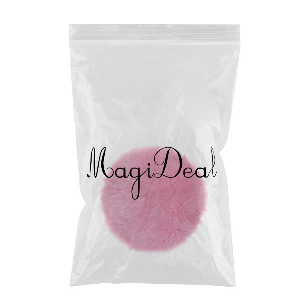 Max Round Fake Wool Shaggy Rug Carpet Floor Mat for Home Decor Rose Red