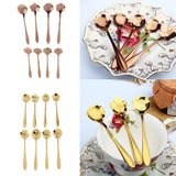 Set of 8 Stainless Steel Coffee Spoon Ice Cream Tea Stirring Spoon Golden