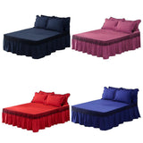 Maxbell Blue Color Hotel Pleated Bed Skirt  Wrinkle & Fade Resistant 180x220cm