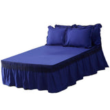 Maxbell Blue Color Hotel Pleated Bed Skirt  Wrinkle & Fade Resistant 180x220cm